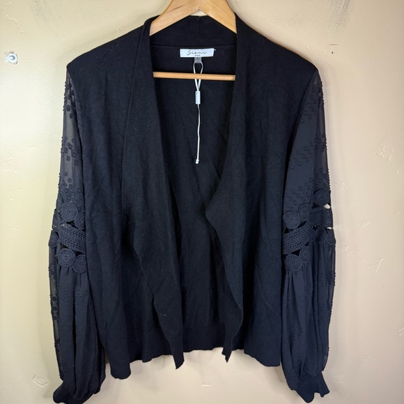 NWT Sioni Studio Size‎ Large Black Statement Sleeve Cardigan Flattering Goth - Picture 1 of 7